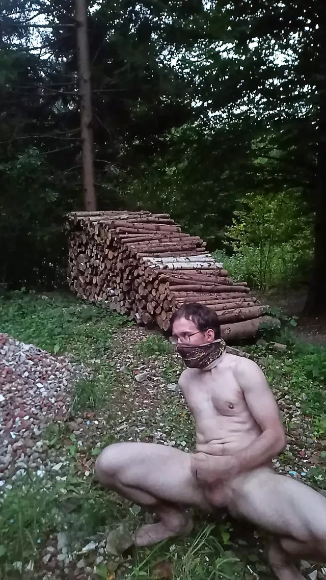 Outdoor forest masturbation