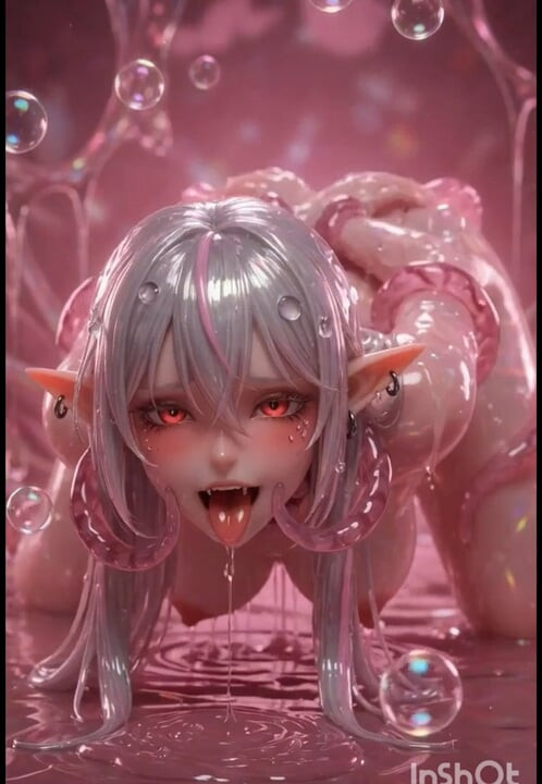 A hot elf gets fucked and rubbed by slime worms