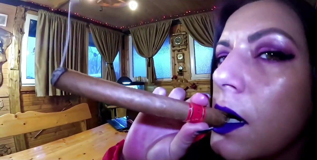 Cigar Blowjob & Ripped Pantyhose Pussy Massage & Cum on My Downjacket