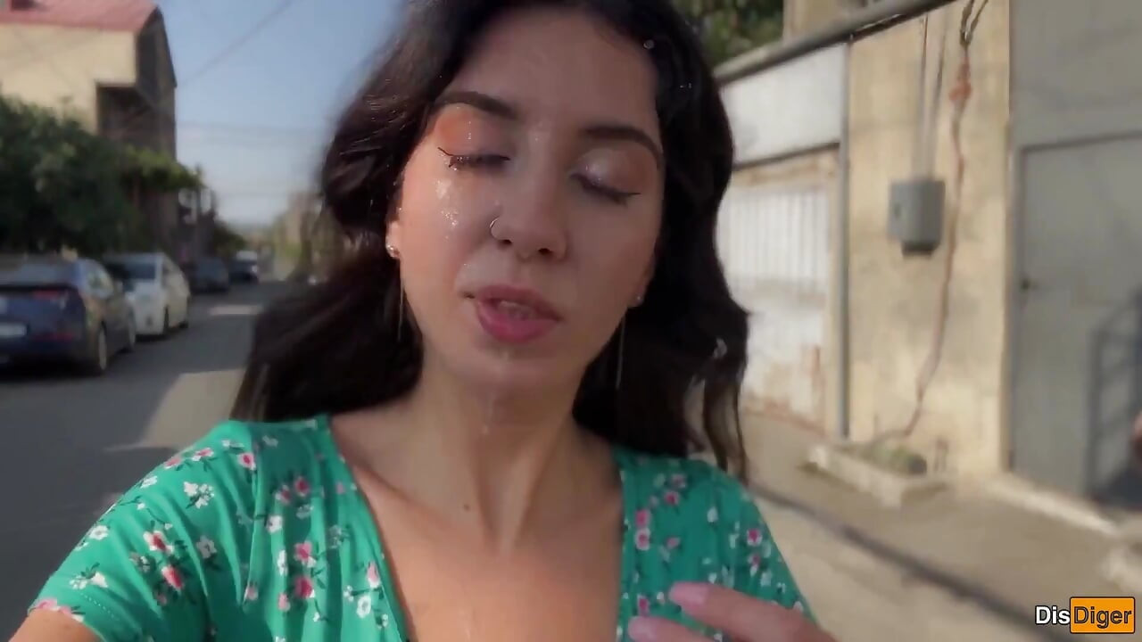 Triple Cum on Face for Village Whore - Public Cumwalk