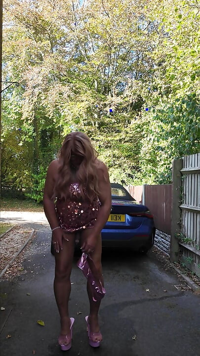 Sexy Crossdresser kellycd2022 in my pink sequin little dress and shiny pink panties