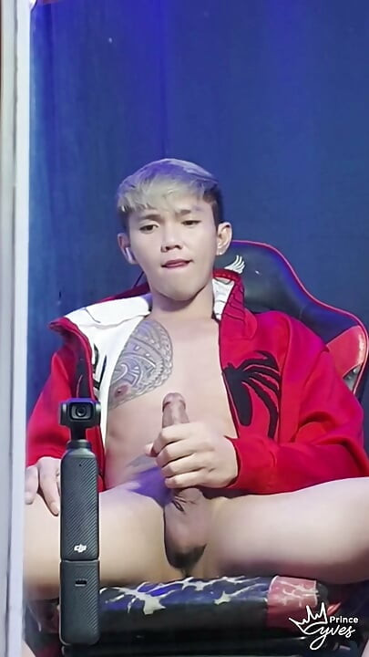 Inked Boy in a Spidey Hodi Masturbating