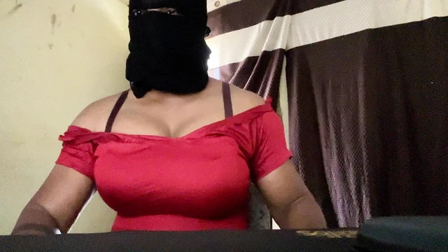big boobs crossdresser teasing in red suit salwar
