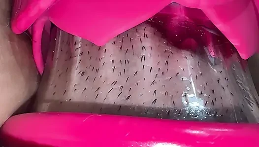 Young girl uses powerful sucker