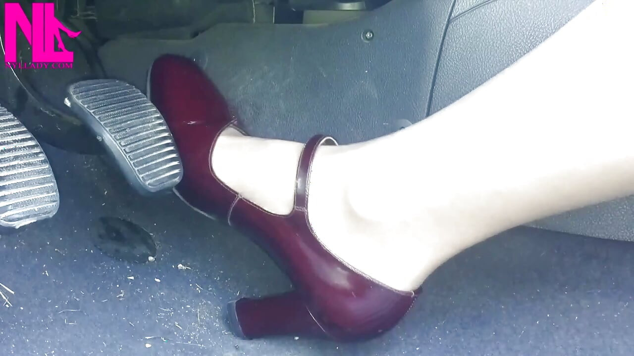 Cute Revving in Vintage Bordeaux Buckled Pumps
