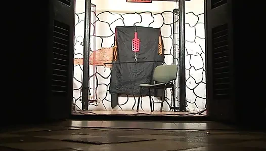 Lezdom session with chubby mature and wax play