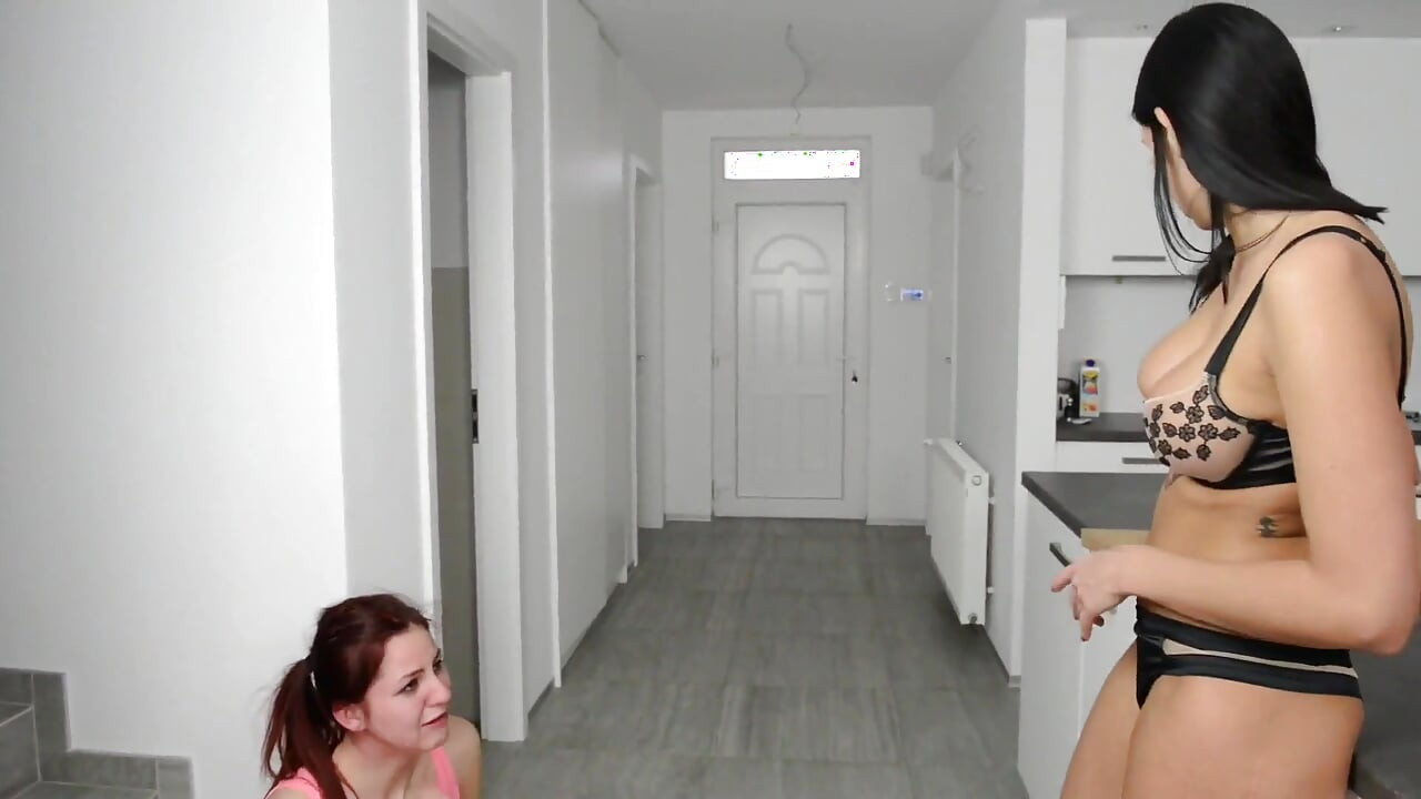 Face slapping hard - why the fuck did you touched my pizza? By domina Rea & slave Meg Magic