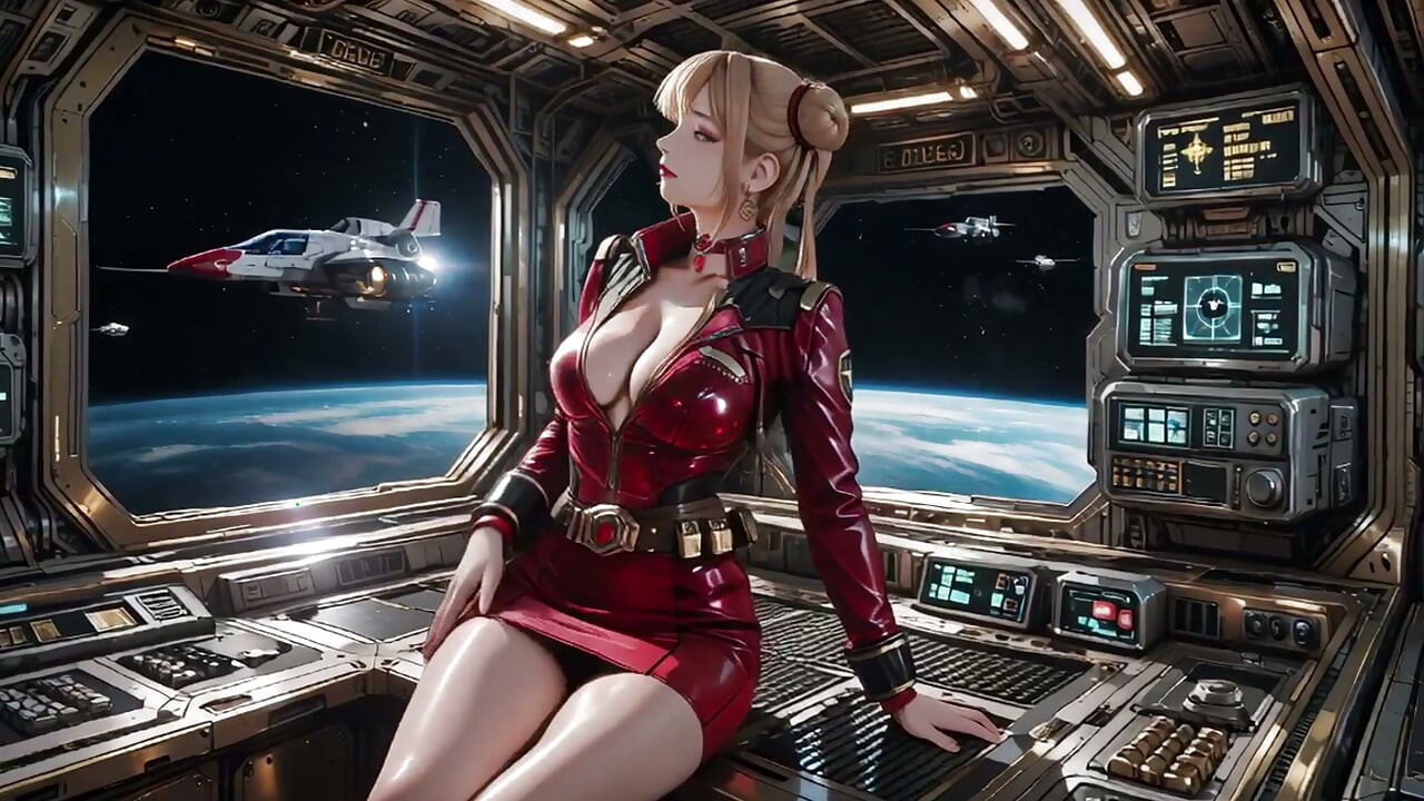 Starship Red Armor: The Blonde Commander's Private Gaze!