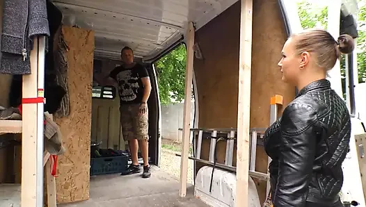 Tattooed MILF fucked in her wet shaved pussy outdoor