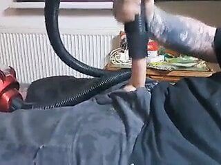 Jerking off with vacuum cleaner and cumshot