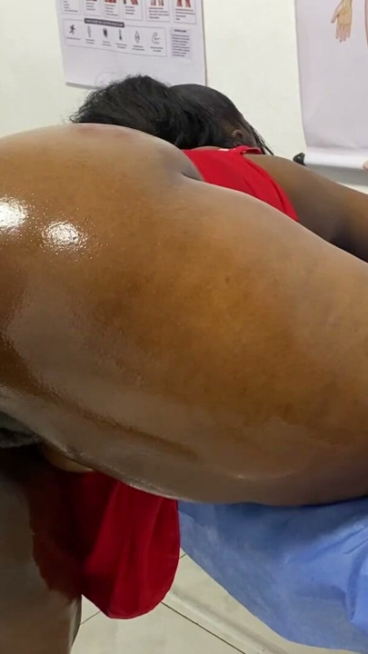 Patient cums on the stretcher when the gynecologist checks him and fucks her | Clip 1