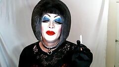 Heavy Makeup Sissy Slut Smokes and talks dirty