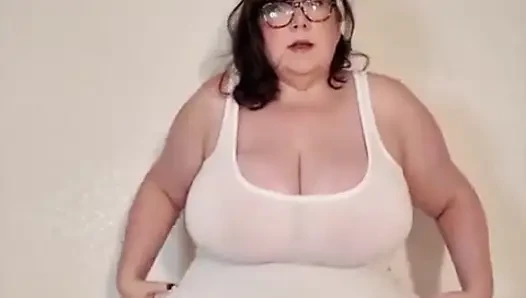 Big BBW Tits in Sheer White Tank Top