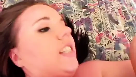 Hot chick flaunts back tattoo while her BF fucks her pert round butt