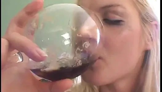Nasty Blonde Floozie with Big Melons Barbara Summer Likes Cola with Cum After Hardcore Banging