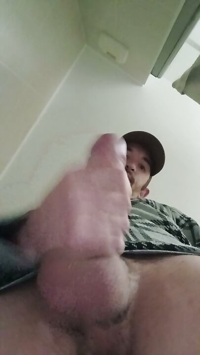 Young guy with his big penis cumming all over