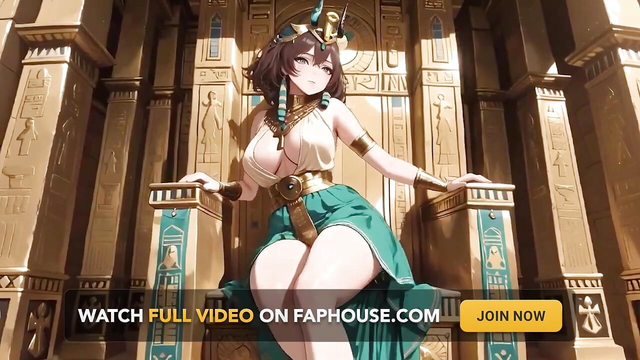 Languid on the Golden Throne, She Runs Fingers Over Her Full Chest with a Hazy, Arrogant Gaze.