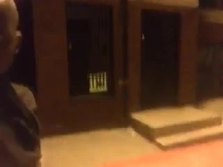 Black Guy beating his dick outside