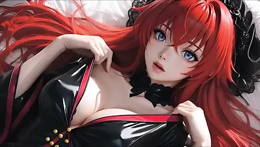 High School DxD Rias Gremory Stripping Lingerie to Naked  Sensual  Compilation