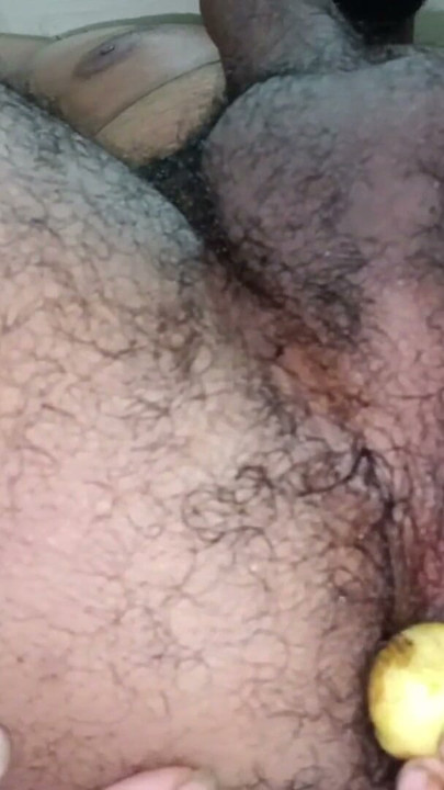 After a long time a boy plays with potato in the ass and cum comes out from the penis | Clip 1