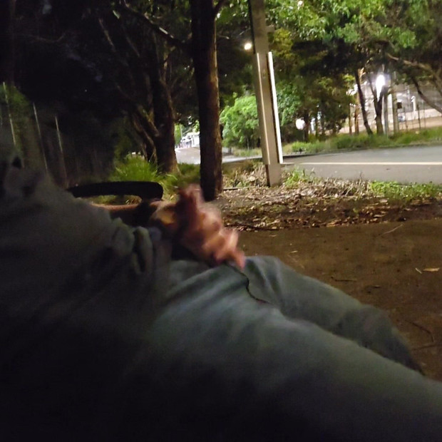 Risky roadside cum at night