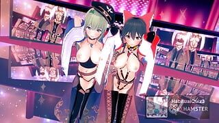 Mmd r18東方プロジェクトシリーズ、セクシーなエロいシーンのハイプットホン、霊夢博麗と早苗香、セクシー美女アナル3d変態