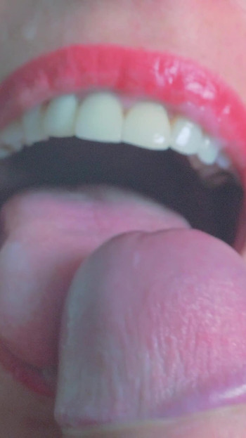 Iconic moment from "I adore taking care of him even when he's finished - amateur MILF blowjob"