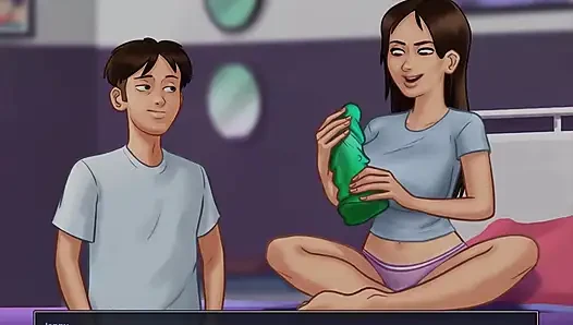 Yaz mevsimi efsanesi: üvey erkek kardeş üvey kız kardeşine büyük bir dildo veriyor, kız çıldırdı bölüm 74