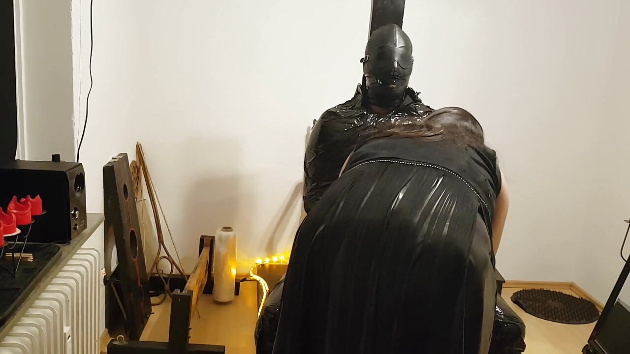 Foil Bondage Slave Part 2 - Cling Film Mummified and Edged to Madness