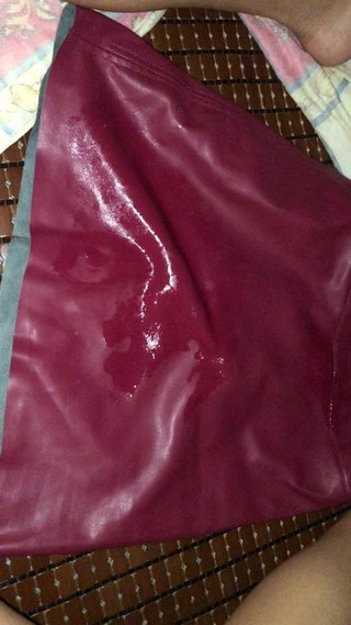 I like my wife's red leather skirt, very soft