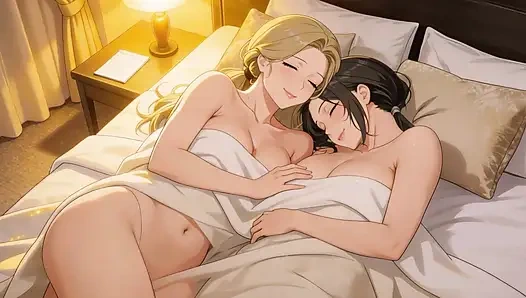 Soft &intim: anime-mädchen leidenschaftlicher lesbischer kuss