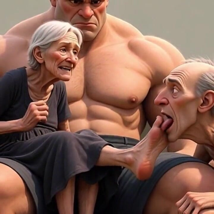 Pathetic Cuckold Licks His Wife's Toes While She's in Bull's Arms - Foot Worship Humiliation