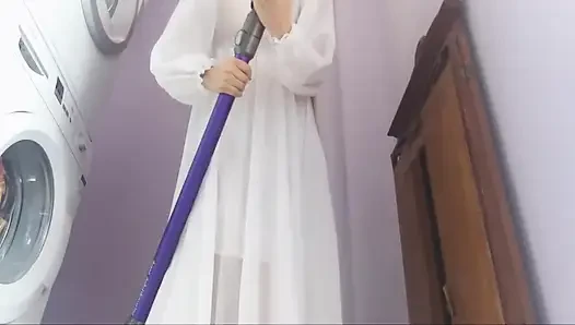 Chantal Is a Good Housewife but Sometimes She Lingers Too Much with the Vacuum Cleaner