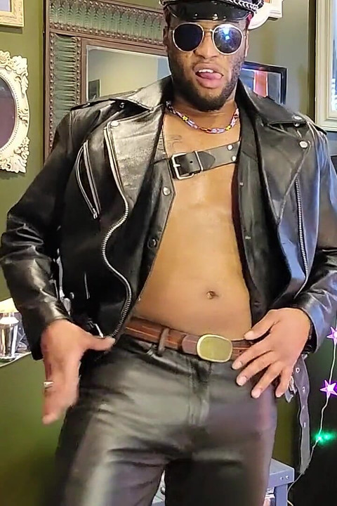 Kennie Jai Jerks off in Leather and Cums Huge for You!!