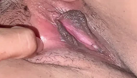 She almost cums by accident inside my pussy. The neighbor doesn't resist and almost ends up in my pussy.