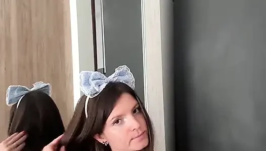 Tek başıma fotoğraf çekimi Ben temizlikçiyim ve çıplak poz veriyorum