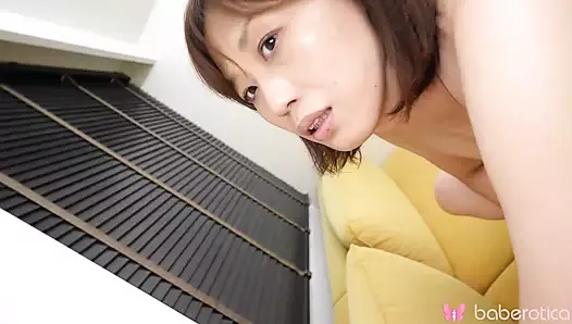 Solo Japanese lady  Kotone Aozora masturbating on the couch in 4K.