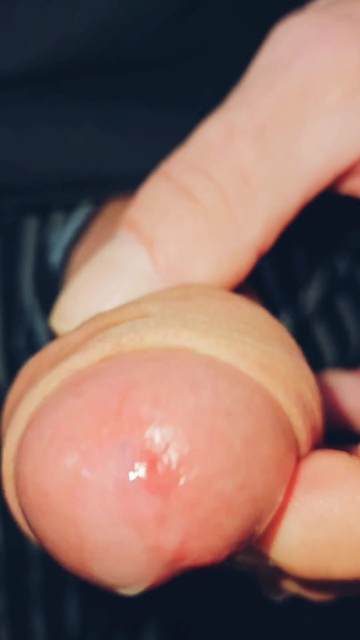Horny uncut guy playing with long foreskin again precum and cum | Clip 3