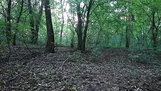 Naked Guy Masturbates in the Forest, Cums and Then Pisses