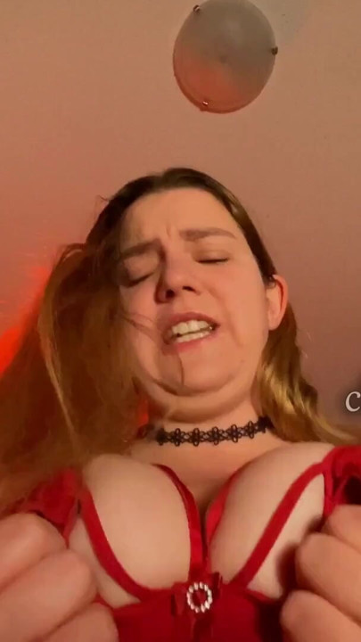 Domme Marie Rides - POV Three BBW Orgasms - 38G Red Torpedo Bra and Hitachi Magic Wand | Clip 1