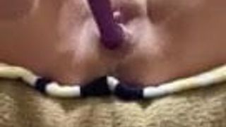 Granny cumming using toy