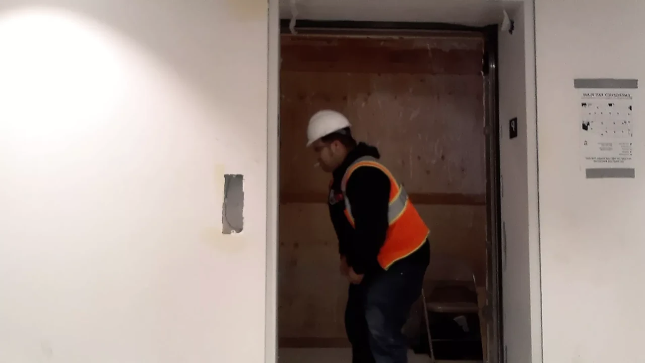This is how I walk out of the elevator at work the construction site!