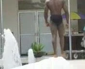 Big black cock and real, powerful, athletic body in shower