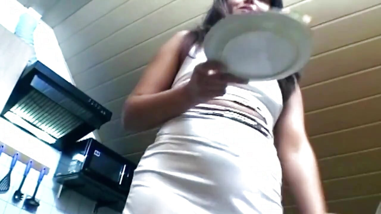 Kitchen Anal Dildo Stretch with Self-sucking Sloppy Tits