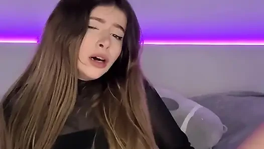 Adrianna's ginormous orbs getting attention, caressing herself into a fr...