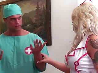 Big tits and big butt milf fucked with a doctor on the patient's bed