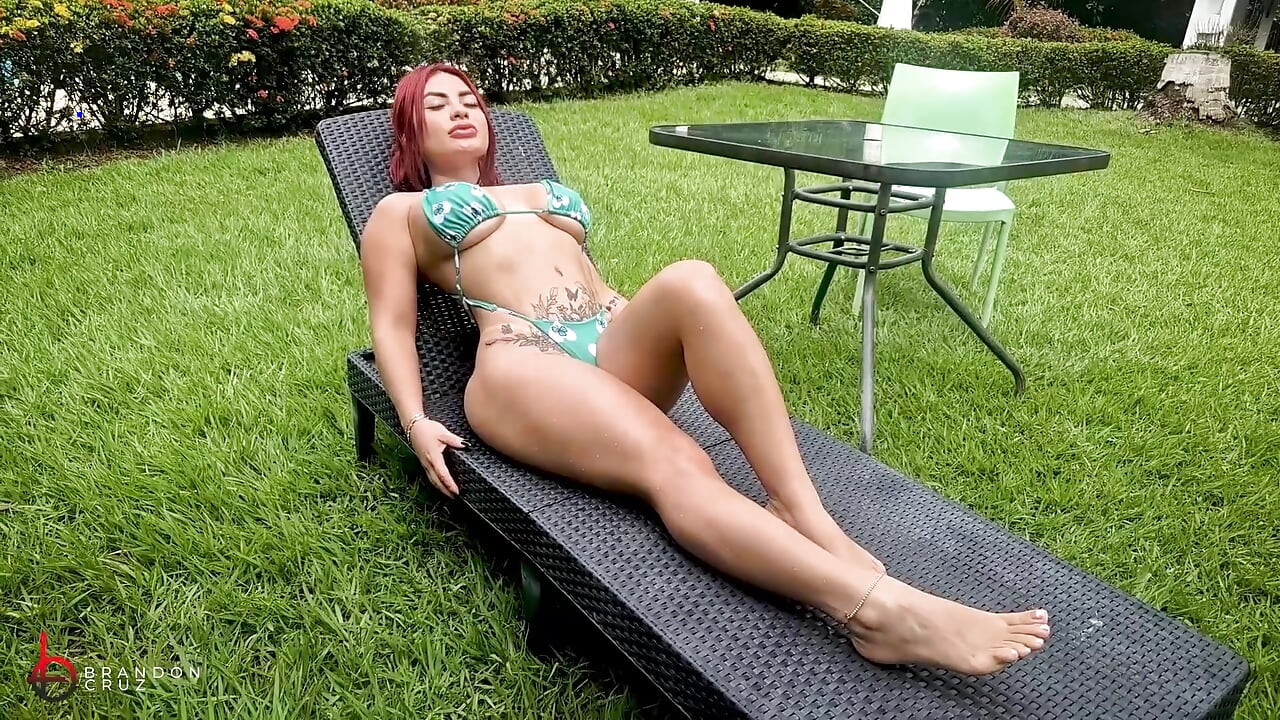 Voyeuristic gardener fucks his horny boss outdoors - Brandon Cruz & Alejandra Palacios