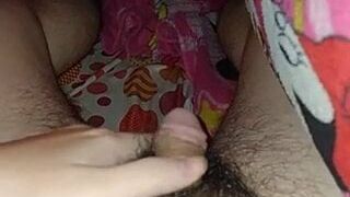 Playing my small cock a bit before go to bed