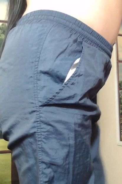 Nylon wind pants ass stretching