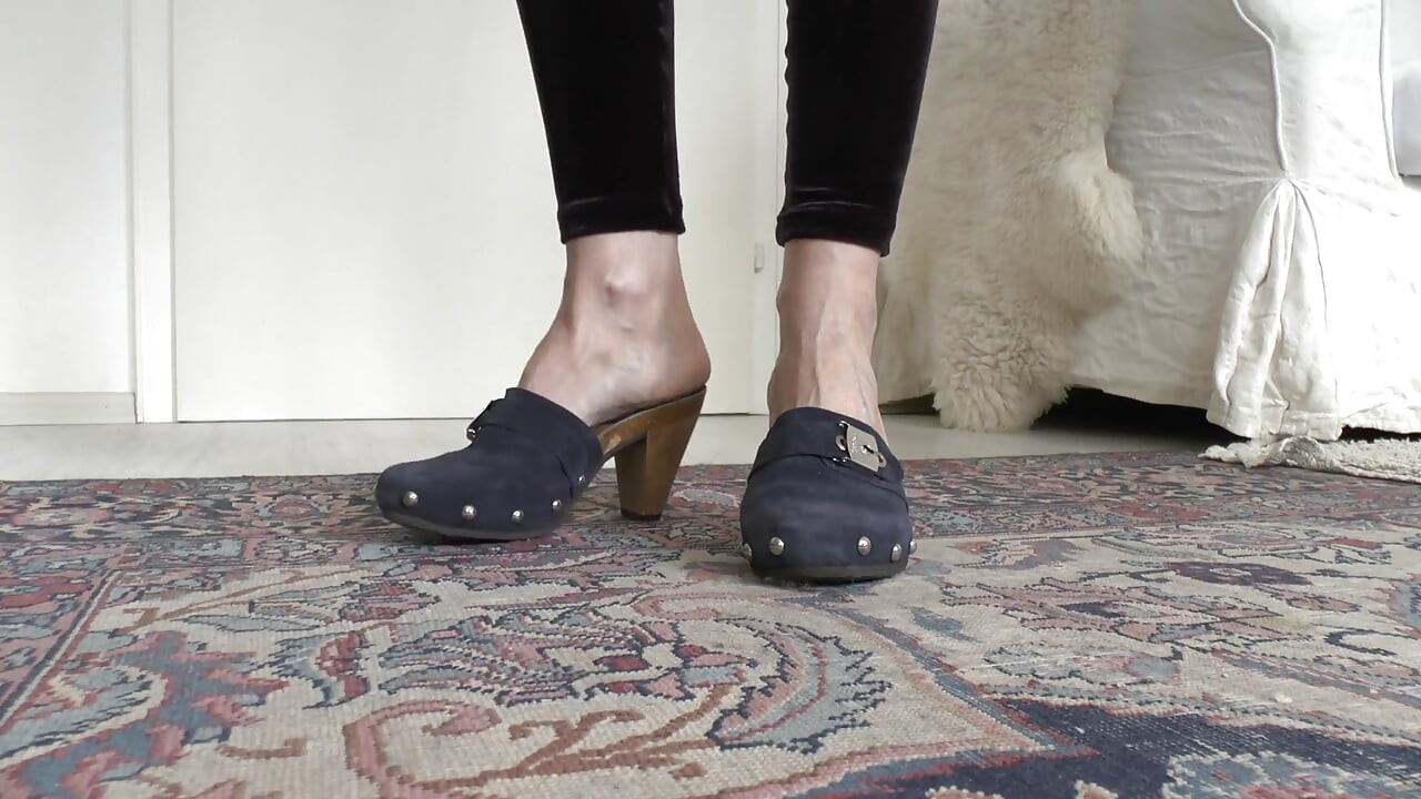 Blue Wooden Clogs, Sabots, Lady Victoria Valente